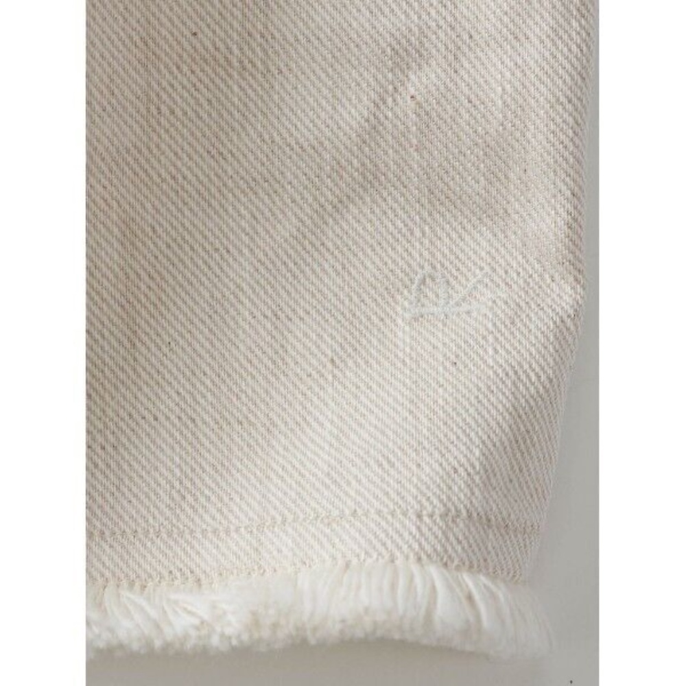 45R by 45RPM Japanese Cotton Linen Denim Frayed Hem Oversized Top in Beige - Picture 7 of 12